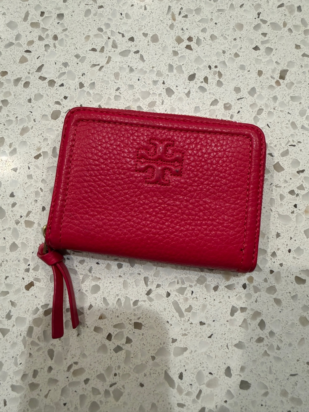 Tory Burch Hot Pink Leather CardCase with Keychain Strap